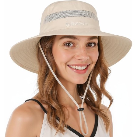 SEFIRST Sombrero de Sol para Mujer, Protección UV, Plegable Sombrero de Pesca de ala Ancha, Ajustable Sombrero de Verano para