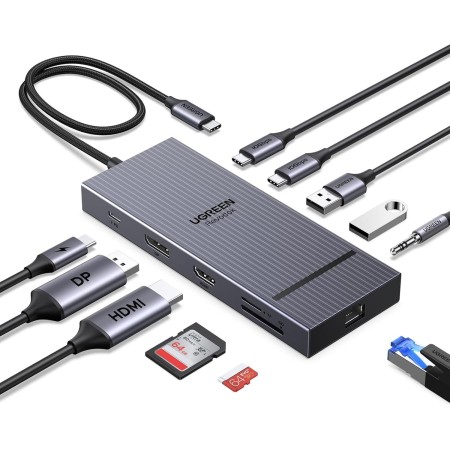 UGREEN Revodok Pro 2111 10Gbps Hub USB C HDMI 4K60Hz DisplayPort 4K120Hz Docking Station Tipo C Adaptador Ethernet Gigabit PD