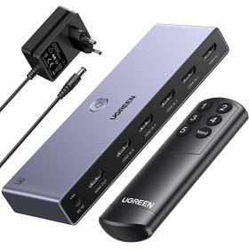 UGREEN 8K 60Hz Switch HDMI 2.1 5 Entradas 1 Salida 4K 240Hz HDCP 2.3 Adaptador de Corriente Conmutador con Mando a Distancia