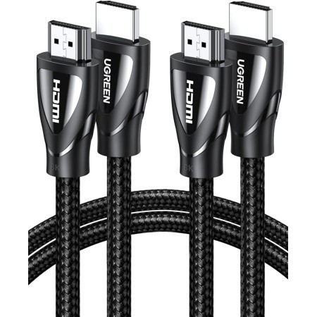UGREEN Cable HDMI 2.1 8K, 2 Pack 48Gbps Alta Velocidad 8K@60Hz, eARC, Dolby Visión, 3D, HDR10+, HDCP 2.2, 4K@120Hz 7680P UHD