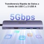 UGREEN Revodok 1071 Hub USB C HDMI 4K Adaptador Tipo C Lector Tarjeta SD TF PD 100W Carga Compatible con MacBook Pro Air M3 M2