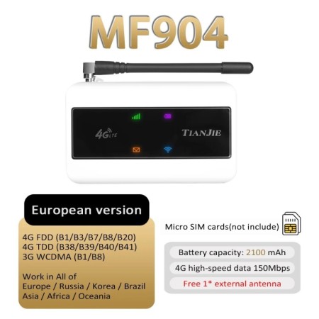 TIANJIE-enrutador WiFi MF904 4G + móvil, batería segura de 2100mAh, an