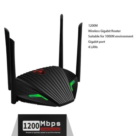 Enrutador WiFi de doble banda 2,4 y 5GHz 1200M antena externa enrutado