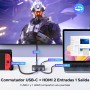 UGREEN Switch USB C + HDMI a HDMI 2.0 4K 60Hz 2 Entradas 1 Salida Comutador Tipo C 2K 1080P 240Hz HDR CEC Dolby Atmos Compatible