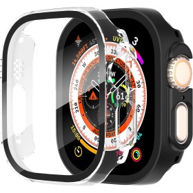 Diruite 2 Piezas Funda para Apple Watch Ultra/Ultra 2 49mm Protector Pantalla Cristal Templado Incorporado HD Protección