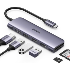 UGREEN Revodok Hub USB C HDMI 4K 6 En 1 Adaptador Tipo C Lector Tarjeta SD TF Dock Station Compatible con MacBook Pro Air M3 M2