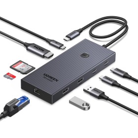 UGREEN Revodok Pro 1091 10Gbps Hub USB C HDMI 4K 60Hz Ethernet Gigabit PD 100W Lector de Tarjeta SD TF Puertos de Datos 2A2C