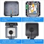 Enchufe Estanco IP66, 3680W Enchufe Exterior Impermeable con Interruptor, 16A Pared Toma de Corriente de Cable y Tapa Abatible,