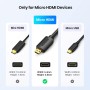 UGREEN Cable Micro HDMI a HDMI, 4K Alta Velocidad Adaptador Micro HDMI to HDMI Ethernet ARC 3D, Compatible con Gopro Hero 6