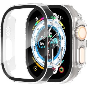 Diruite 2 Piezas Funda para Apple Watch Ultra/Ultra 2 49mm Protector Pantalla Cristal Templado Incorporado HD Protección