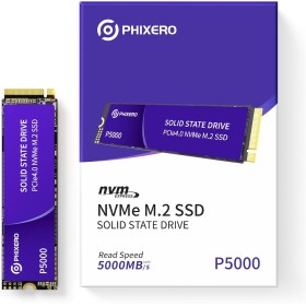 PHIXERO P5000 NVMe SSD 1TB PCIe Gen 4.0 x4 M.2 SSD 2280 velocidades hasta 5200 MB/s Unidad Interna de Estado sólido para