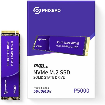 PHIXERO P5000 NVMe SSD 1TB PCIe Gen 4.0 x4 M.2 SSD 2280 velocidades hasta 5200 MB/s Unidad Interna de Estado sólido para