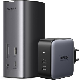 UGREEN Revodok Pro 312 Docking Station USB C 12 En 1 Doble HDMI 8K30Hz 4K60Hz DisplayPort Hub Adaptador Tipo C 3.2 10Gbps Carga