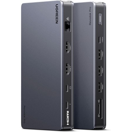 UGREEN Revodok Pro 2101 Docking Station USB C 10 En 1 Doble HDMI 4K Hub Tipo C 3.2 10Gbps Adaptador Ethernet Gigabit PD 100W