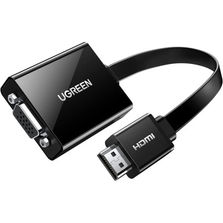 UGREEN Adaptador HDMI a VGA, Convertidor HDMI a VGA Macho a Hembra, 1080P Conversor con Audio 3.5 mm y Mirco USB Cable de Carga