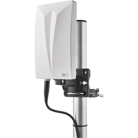 EMOS Antena Activa Universal para Interior y Exterior (0-80 km) DVB-T2, Dab, FM, Full HD, con Filtro de Bloqueo LTE Integrado,