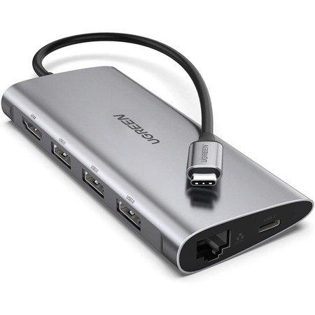 UGREEN Adapter 8in1 USB-c to hdmi 4k, 3X USB 3.0, Type c, rj45, SD, Micro SD