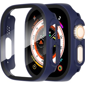 Diruite 2 Piezas Funda para Apple Watch Ultra/Ultra 2 49mm Protector Pantalla Cristal Templado Incorporado HD Protección
