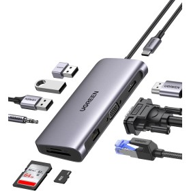 UGREEN Revodok USB C Docking Station Dual Display 10 IN 1 USB C Hub con HDMI, VGA, 3 x USB 3.0, PD 100W, Gigabit Ethernet, 3,5