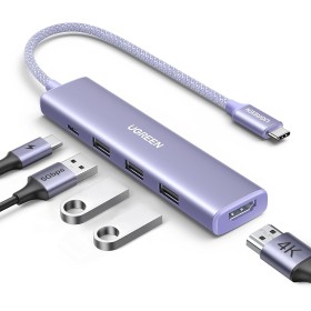 UGREEN Hub USB C HDMI 4K 5 En 1 Adaptador Tipo C 5Gbps Compatible con MacBook Pro Air M3 M2 M1, iPad, iPhone 16 Plus MAX, Galaxy