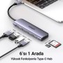 Ugreen 6 en 1 USB-C a USB, HDMI, 3 adaptadores multifunción USB-A 3.0, Plateado 20956A