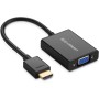 UGREEN Adaptador HDMI a VGA 1080P con Salidad de Audio y Mirco USB de Alimentación Coversor de Video HDMI Macho a VGA Hembra