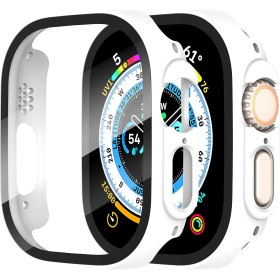 Diruite 2 Piezas Funda para Apple Watch Ultra/Ultra 2 49mm Protector Pantalla Cristal Templado Incorporado HD Protección