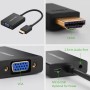 UGREEN Adaptador HDMI a VGA 1080P con Salidad de Audio y Mirco USB de Alimentación Coversor de Video HDMI Macho a VGA Hembra