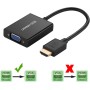 UGREEN Adaptador HDMI a VGA 1080P con Salidad de Audio y Mirco USB de Alimentación Coversor de Video HDMI Macho a VGA Hembra