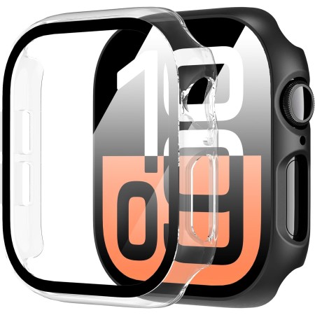 Diruite 2 Piezas Funda para Apple Watch Ultra/Ultra 2 49mm Protector Pantalla Cristal Templado Incorporado HD Protección