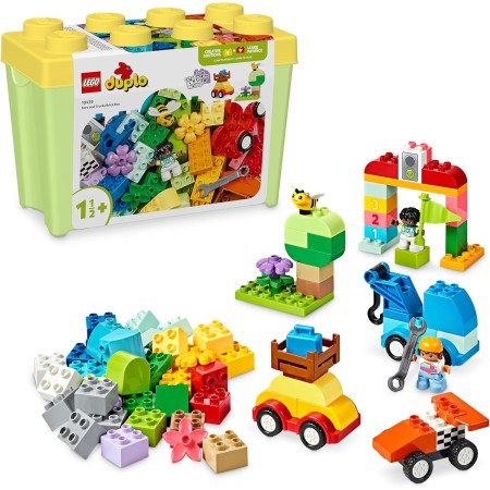 LEGO Duplo Classic Caja de Ladrillos: Coches y Camiones de Juguete, Set de Juego Educativo con Vehículos con Ruedas para Niños y