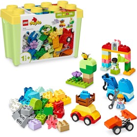LEGO Duplo Classic Caja de Ladrillos: Coches y Camiones de Juguete, Set de Juego Educativo con Vehículos con Ruedas para Niños y