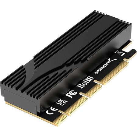 SABRENT Adaptador PCIE Express a 4 Unidades NVMe M.2 SSD a PCIe 3.0 x4 | Sin bifurcación | con Almohadilla térmica [EC-P3X4]