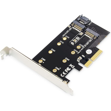 DIGITUS M.2 NVMe SSD PCIexpress - Tarjeta de expansión (x16, Compatible con Unidades de Disco Duro de tamaño 80, 60, 42 y 30 mm)