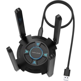 WAVLINK Adaptador WiFi 6E Potente AX5400, Tarjeta de Red Inalámbrica con 2,4/5/6GHz, Controlador Integrado, 4 Antenas de 5dBi,