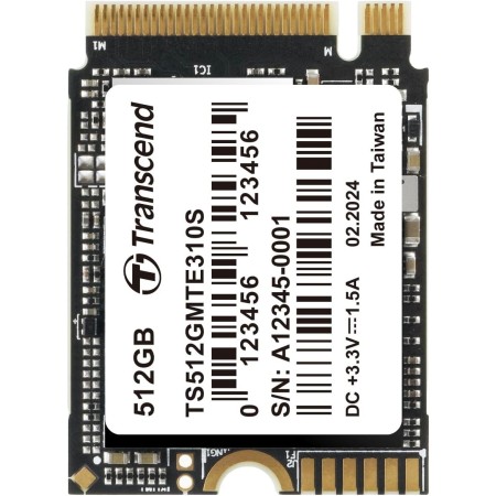 Transcend 512GB M.2 2230 NVMe PCIe Gen4 x4 SSD MTE310S (Lectura/Escritura - hasta 3,300/1,700 MB/s) - TS512GMTE310S-E