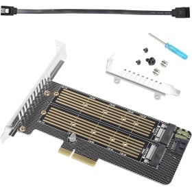 GELRHONR Tarjeta Adaptadora M.2 NVMe SSD a PCIe - Expansión PCIe 3.0 x4 x8 x16 para NVME (M-Key) + SATA (B-Key) - Compatible con