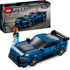 LEGO Speed Champions Deportivo Ford Mustang Dark Horse Coche de Juguete Azul para Construir, Maqueta de Vehículo con Minifigura
