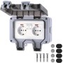 Outinhao Enchufe Exterior Impermeable Ip66, Toma de Pared, con Cubierta Protectora, Interruptor Independiente y Luz Indicadora