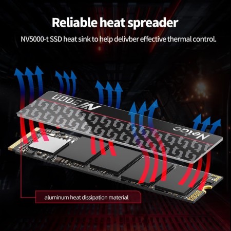 Netac NV5000-t 2TB NVMe 1.4 Internal SSD M.2 PCIe 4.0 Alta Velocidad hasta 5000MB/s para PC, PS5, Portátiles,Ordenador