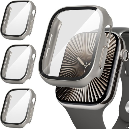 Suoman 3 Piezas Funda para Apple Watch Ultra/Ultra 2 49mm Protector Pantalla Cristal Templado Incorporado HD Protección Completa