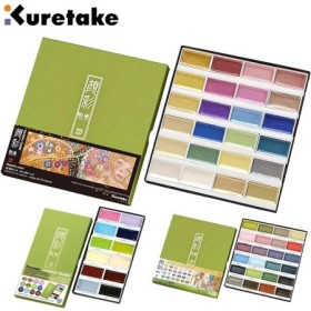 ¡Nuevo Juego de acuarelas japonés Kuretake GANSAI TAMBI, 12/24 colores