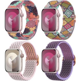 Delidigi 4 Piezas Trenzada Correas Compatibles con Apple Watch 40mm 44mm 46mm 42mm 45mm 41mm 38mm 49mm, Correa de Reemplazo