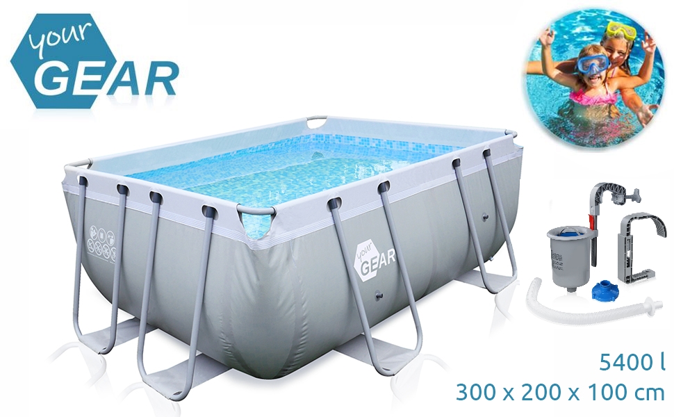 Pool 3 x 2 x 1 Schwimmbecken Planschbecken Stahlrahmenbecken