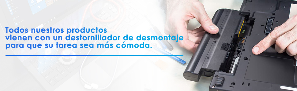 El producto viene con un destornillador para extraer e instalar la batería.