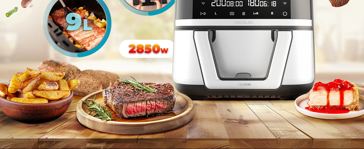 freidora de aire; freidora sin aceite; air fryer; Freidora Cecotec; Freidora 9 L; Cecofry Dual 9000
