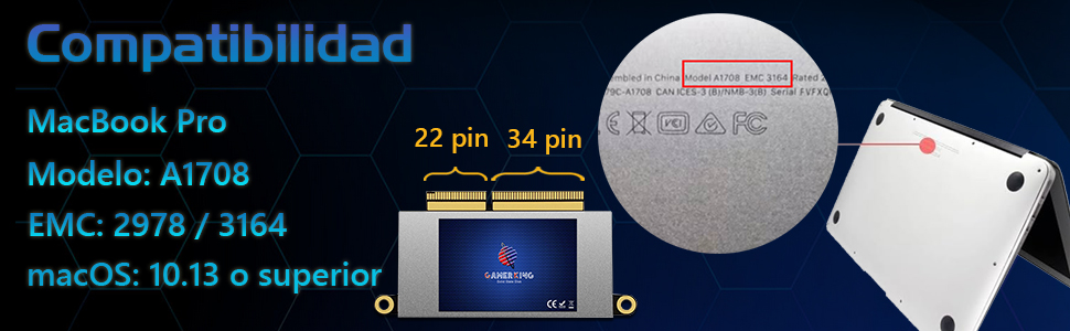 memoria ssd macbook pro a1708