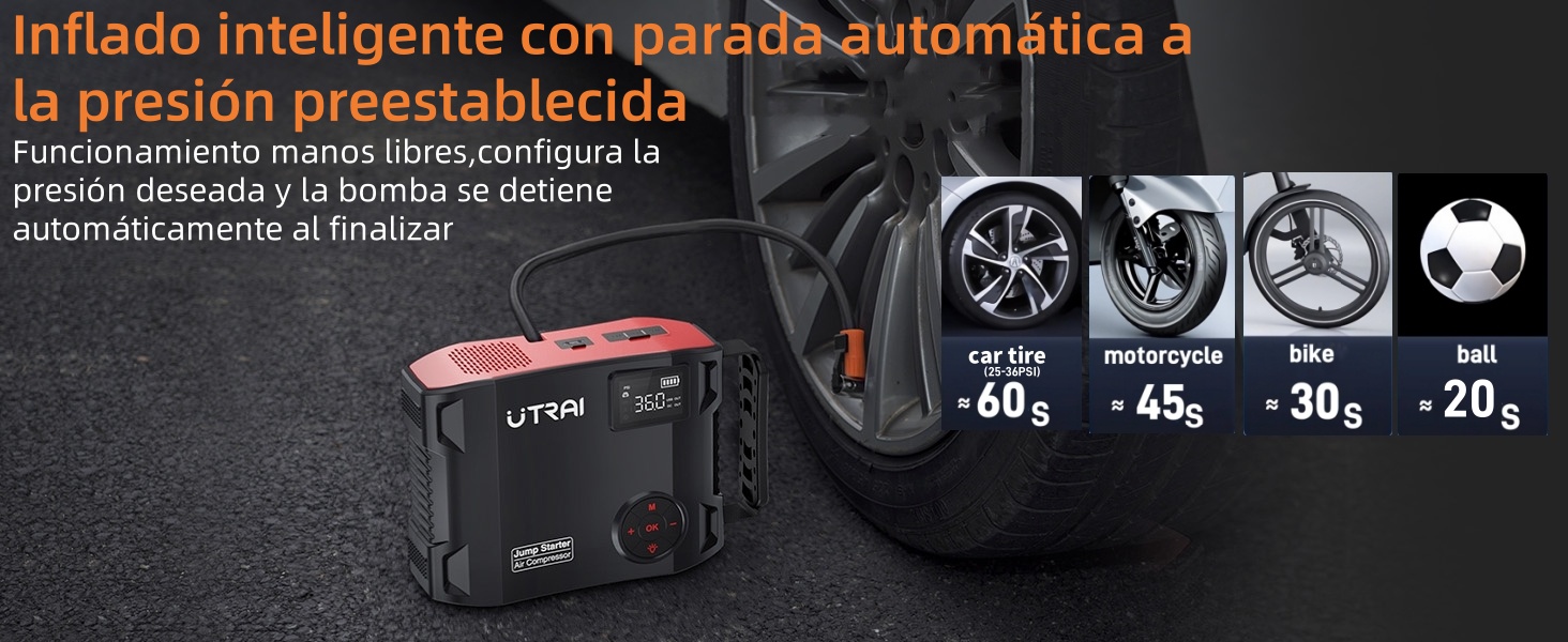 6000A Arrancador de Baterias de Coche con Compresor de Aire