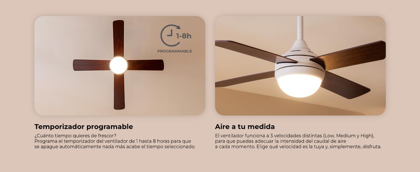 ventiladores de techo con luz; ventilador de techo silencioso; ventilador de techo con luz cecotec