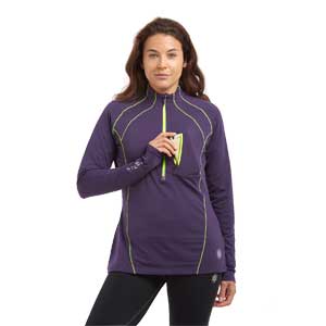 Camisa térmica para correr con bolsillo con cremallera para mujer